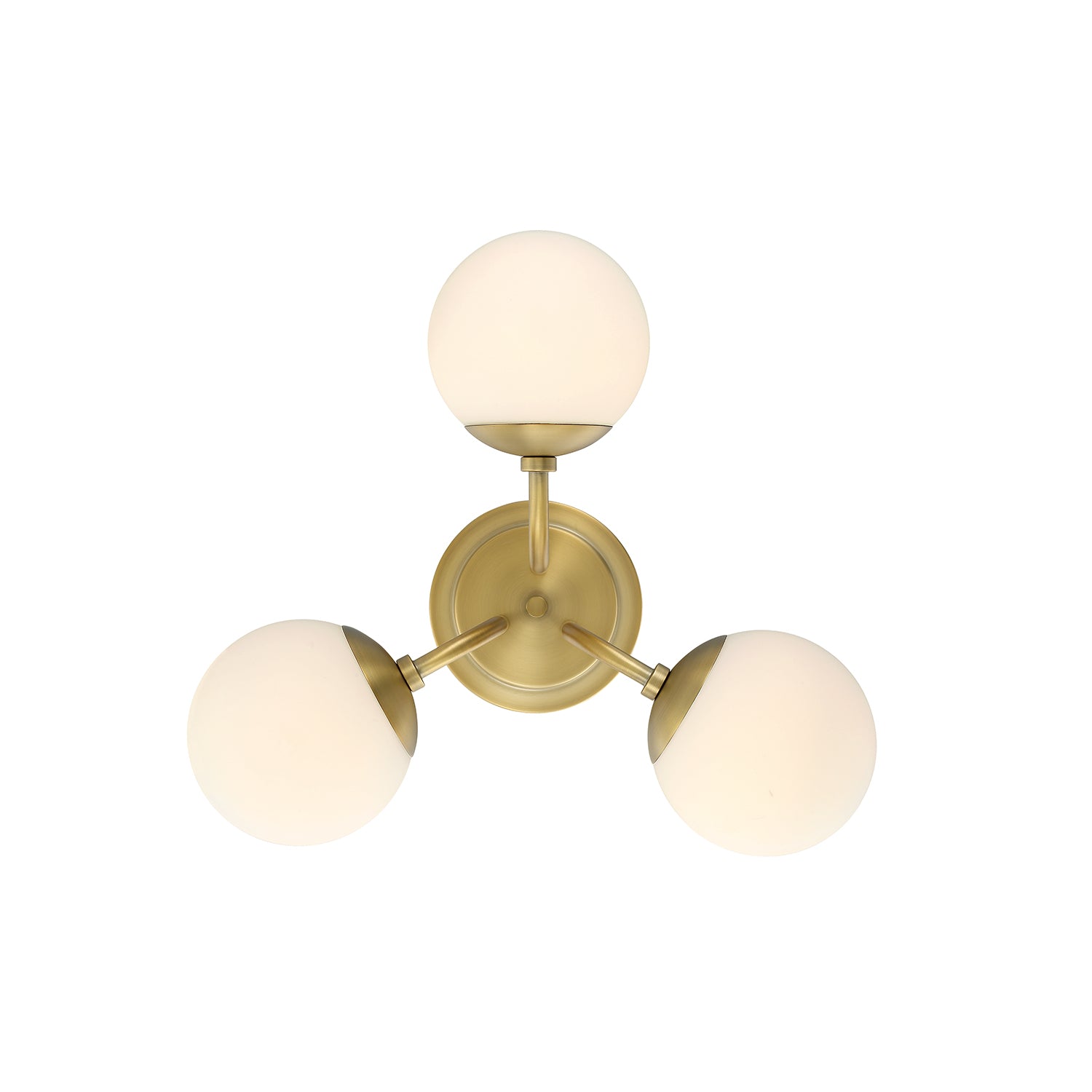 Castell 3 Globe LED Semi-Flush, Aged Brass