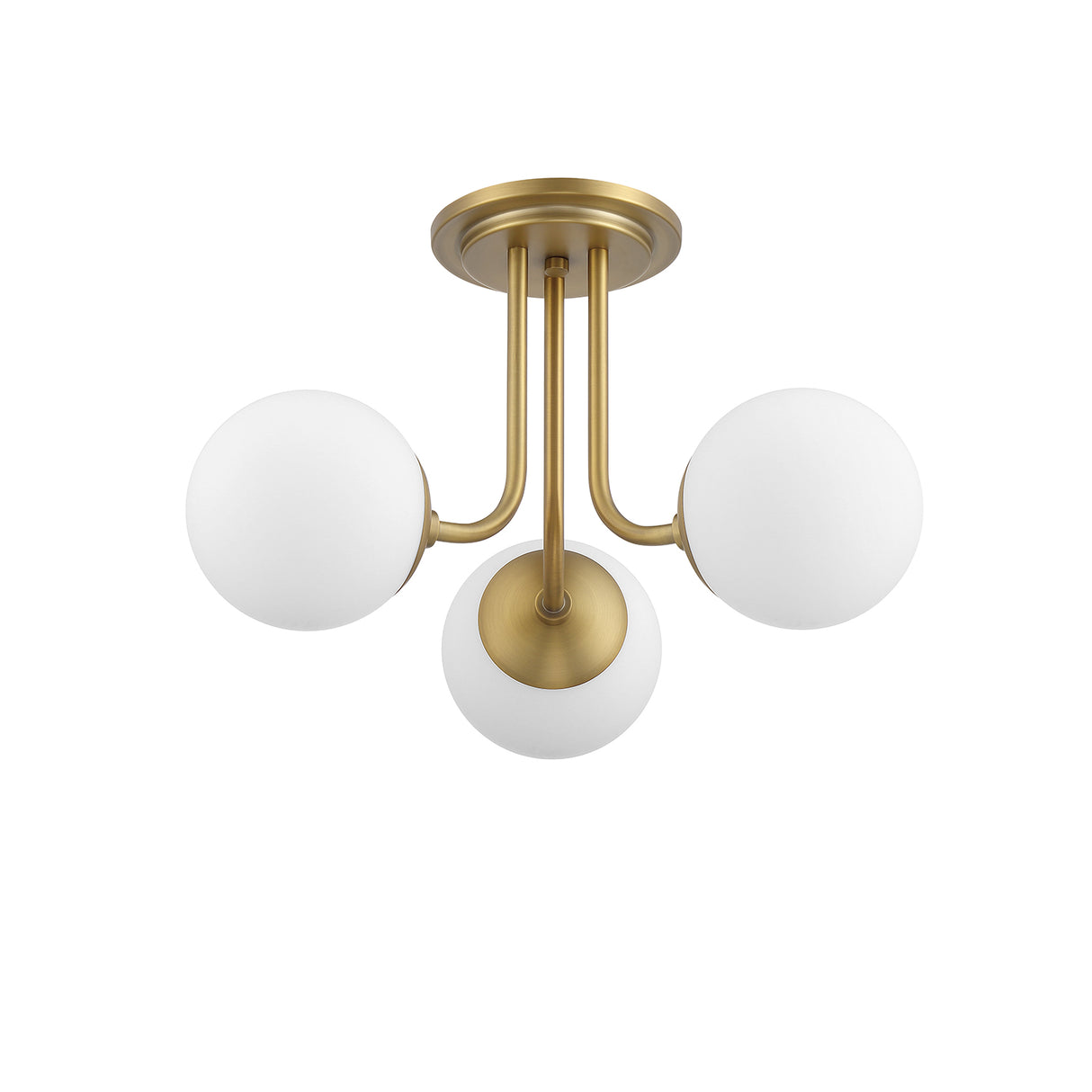 Castell 3 Globe LED Semi-Flush, Aged Brass