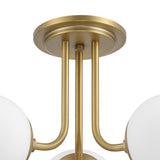 Castell 3 Globe LED Semi-Flush, Aged Brass