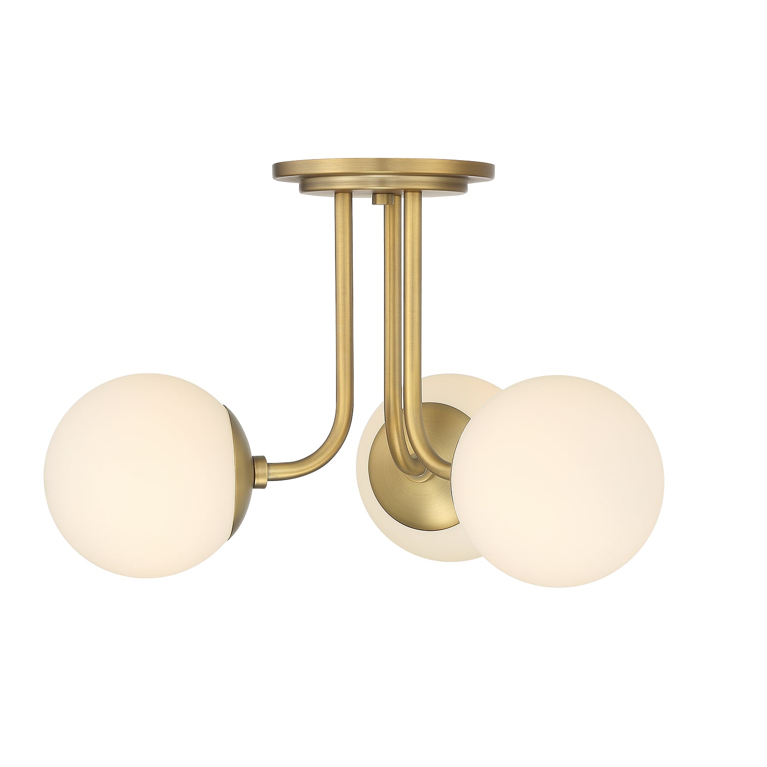 Castell 3 Globe LED Semi-Flush, Aged Brass