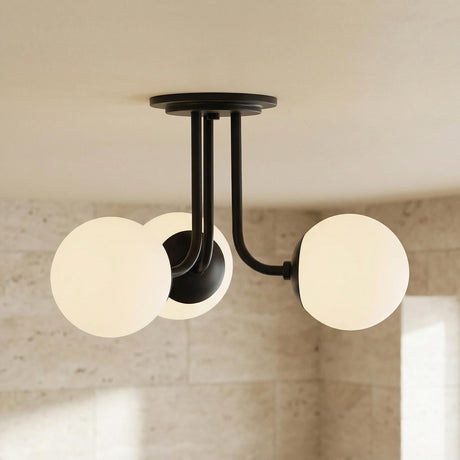 Castell 3 Globe Semi-Flush 20", Matte Black
