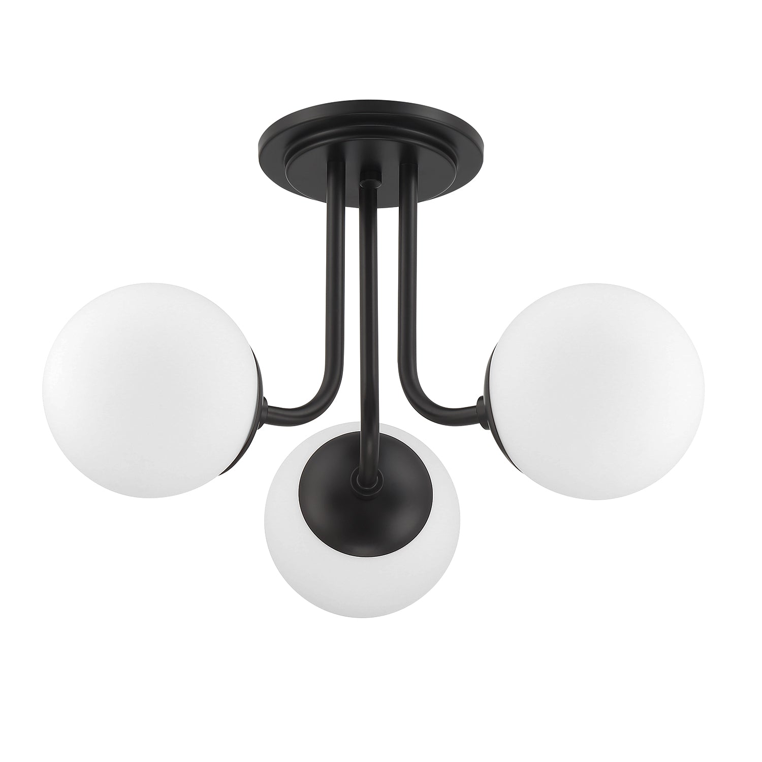 Efficient Lighting White Glass Globe Flush Mount Light | Black Base | Indoor/Outdoor, Compact Fluorescent Compatible