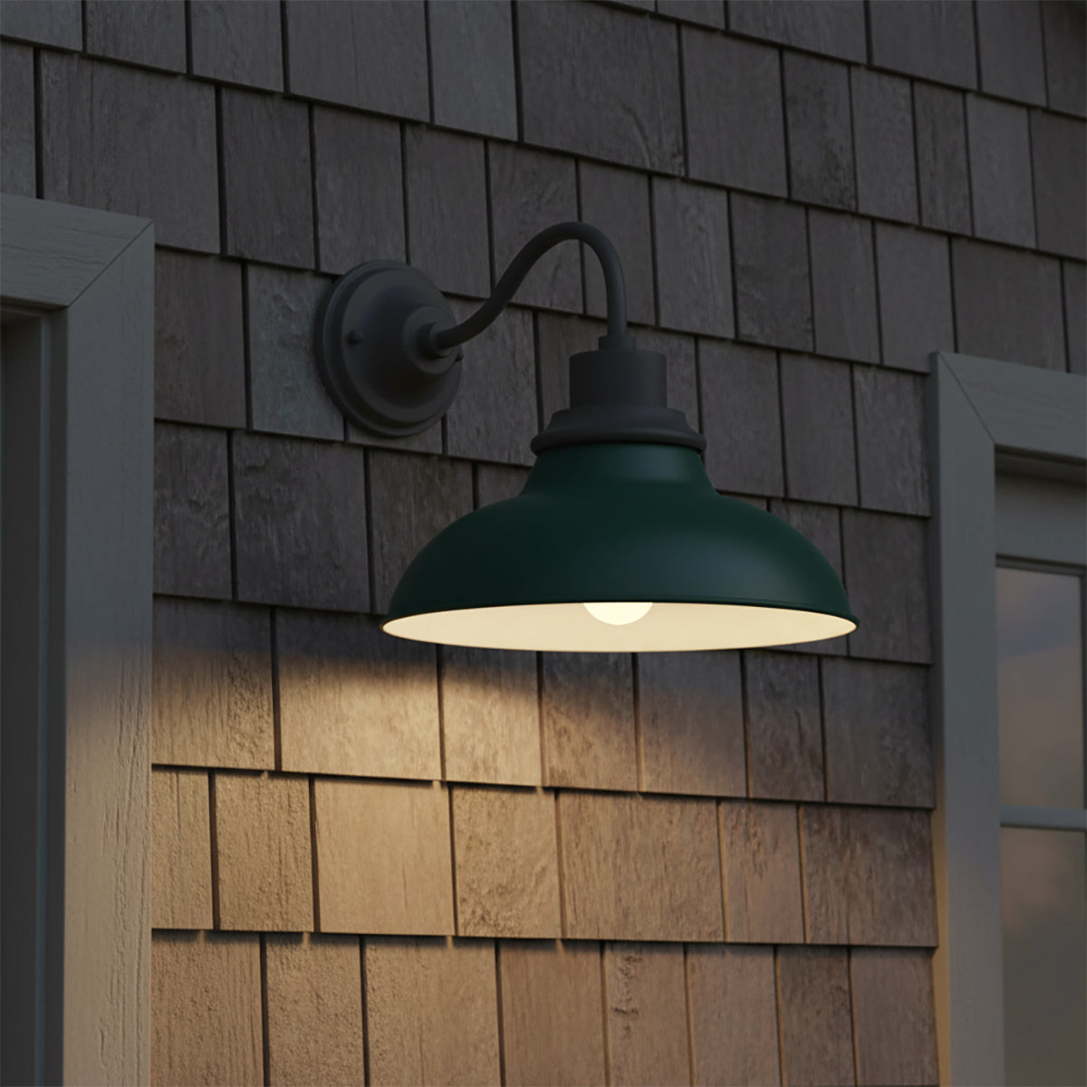 Carter Outdoor Wall Light, Hunter for Farmhouse home with Gray Cedar