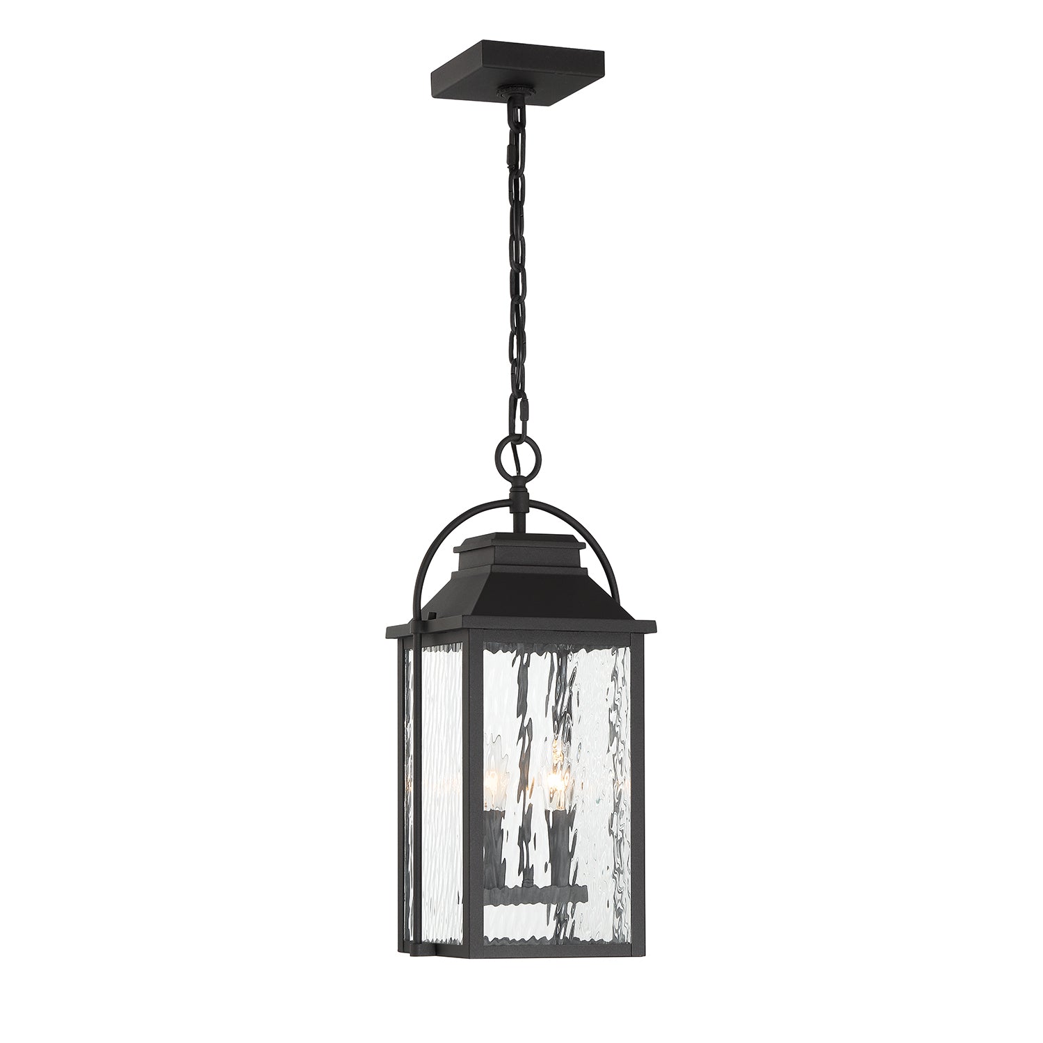 Preston Black Outdoor Pendant Hanging Light with Water Glass