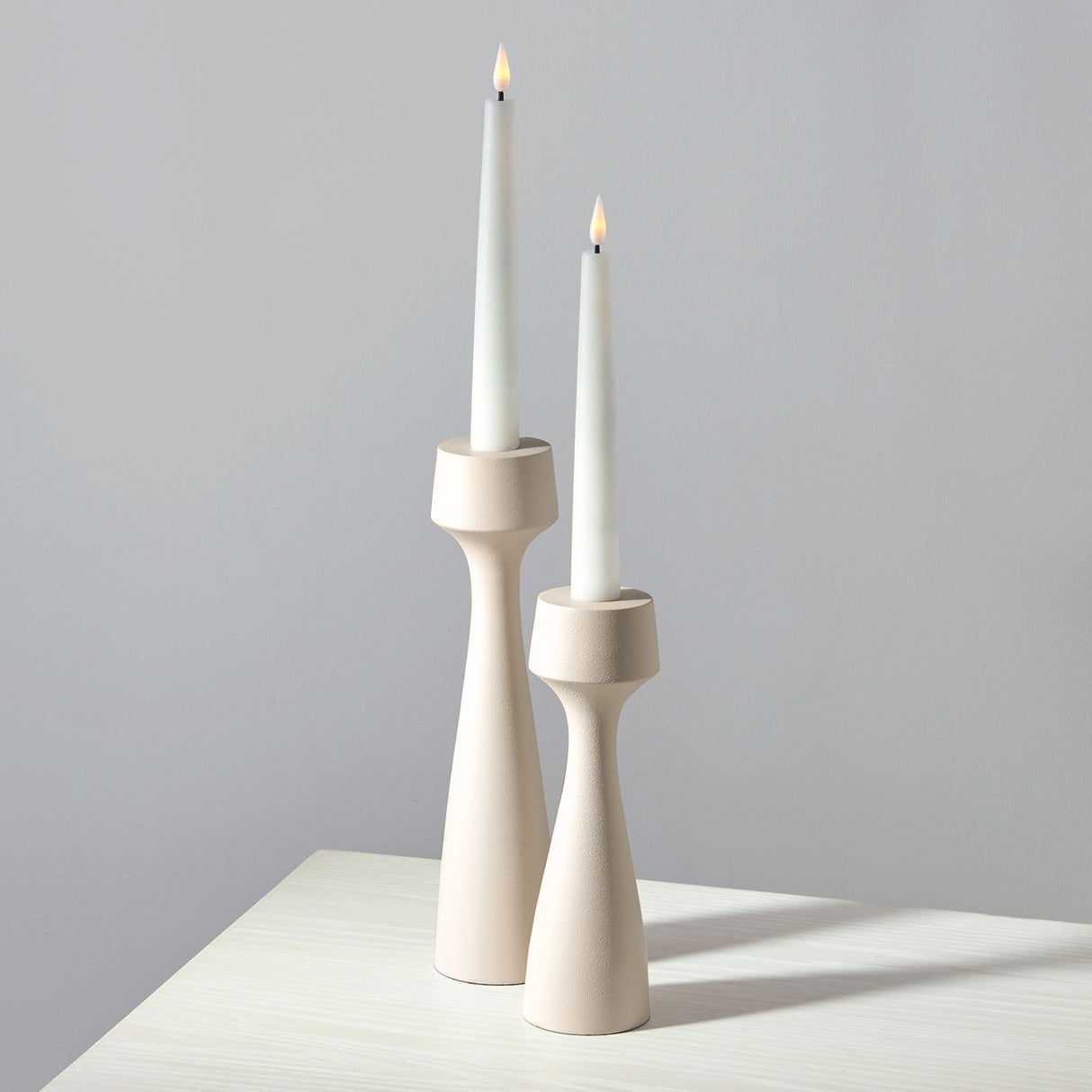 Clara Taper Candle Holder, Set of 2, Vanilla