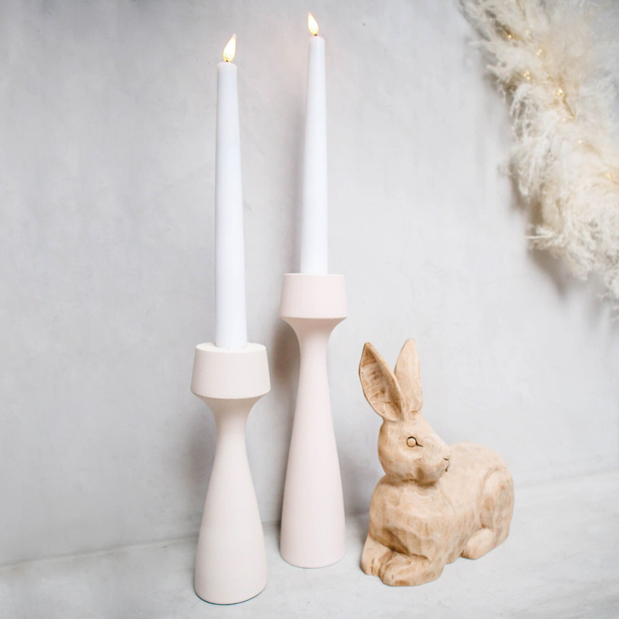 Clara Taper Candle Holder, Set of 2, Vanilla