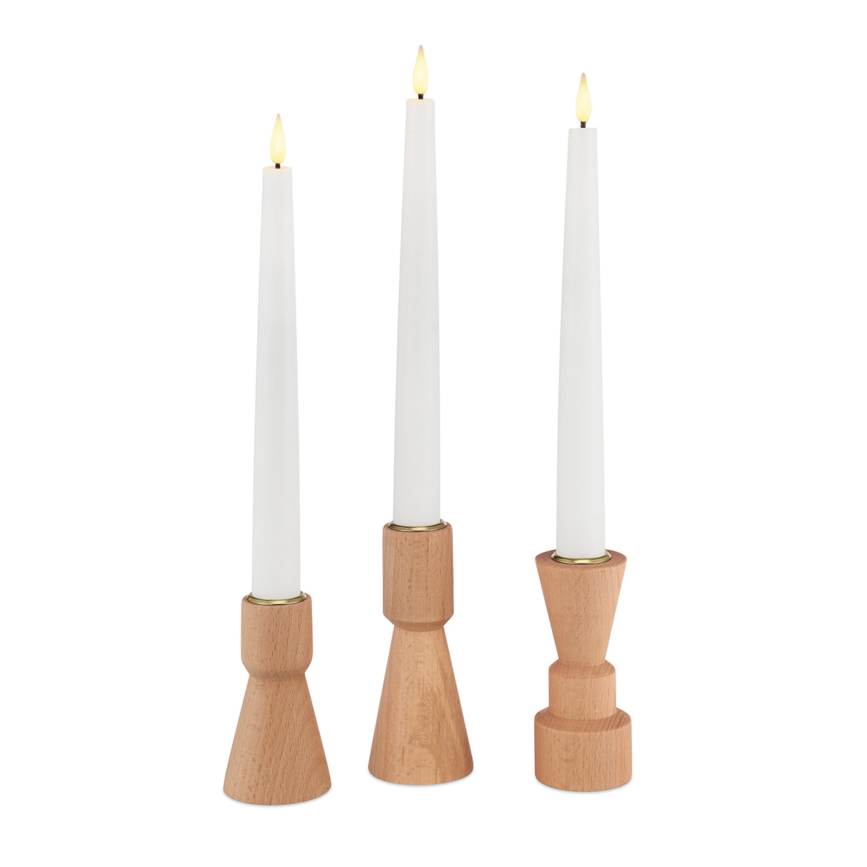 Trey Wooden Taper Candle Holders, Set of 3