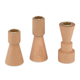Trey Wooden Taper Candle Holders, Set of 3