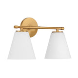 Carlisle 2 Light Vanity Wall Light, Brushed Brass with Opal Glass