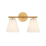 Carlisle 2 Light Vanity Wall Light, Brushed Brass with Opal Glass