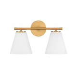 Carlisle 2 Light Vanity Wall Light, Brushed Brass with Opal Glass