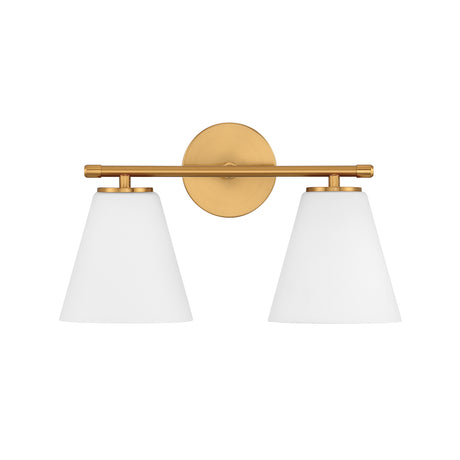 Open Box Carlisle 2 Light Vanity Wall Light, Brushed Brass with Opal Glass