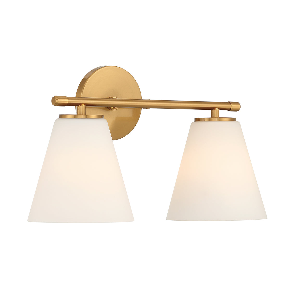 Carlisle 2 Light Vanity Wall Light, Brushed Brass with Opal Glass