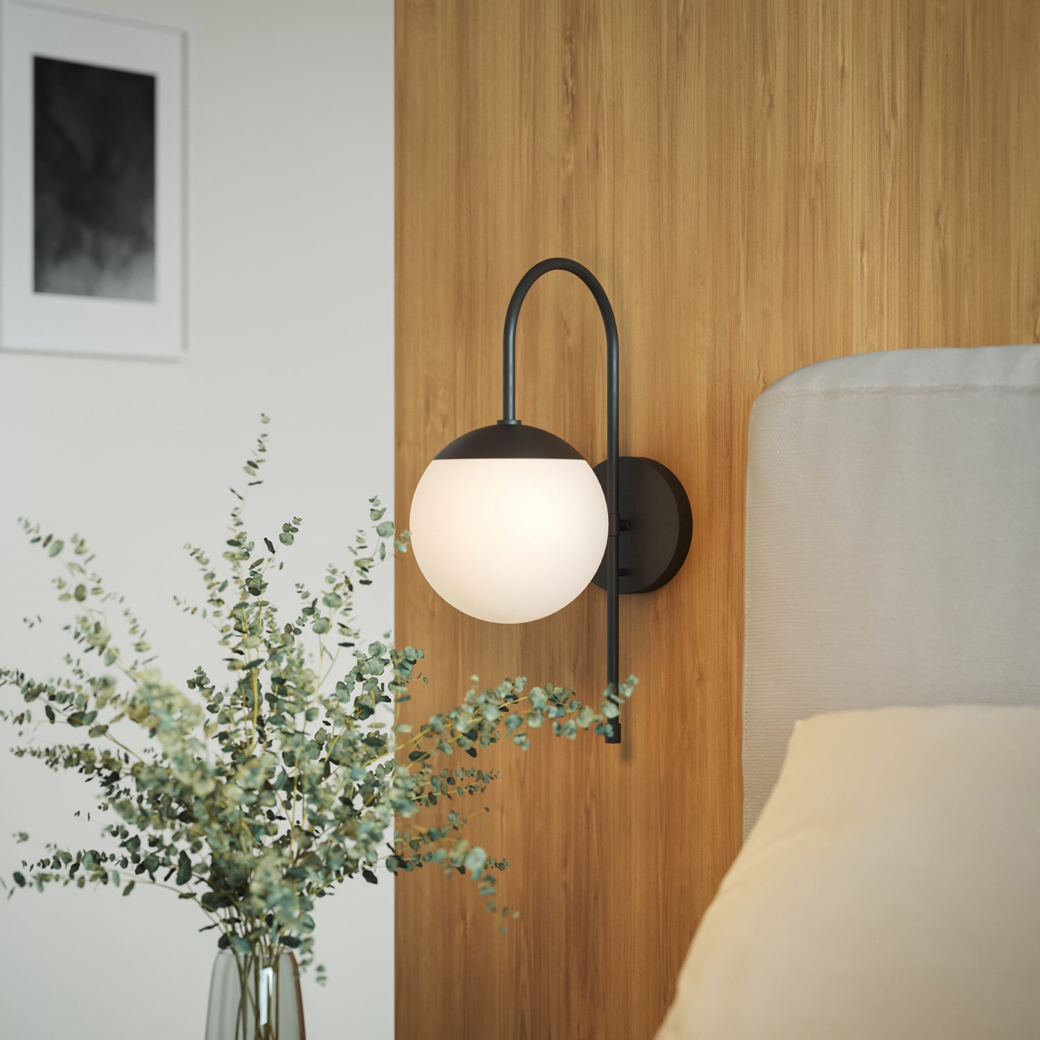 Castell Curved Arm LED Wall Sconce, Matte Black