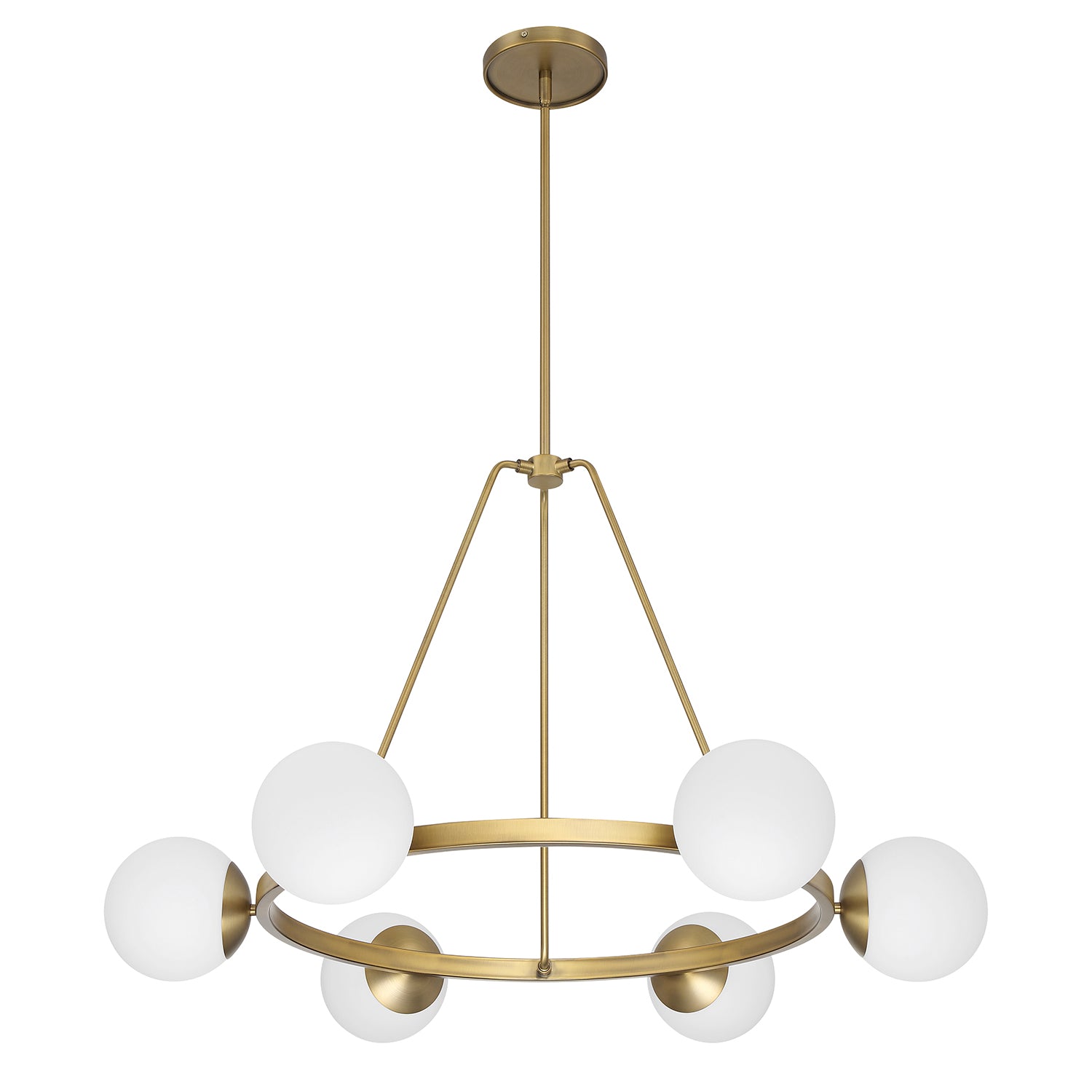 Castell 6 Globe Round LED Chandelier, Aged Brass