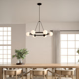 Castell 6 Globe Round LED Chandelier, Matte Black