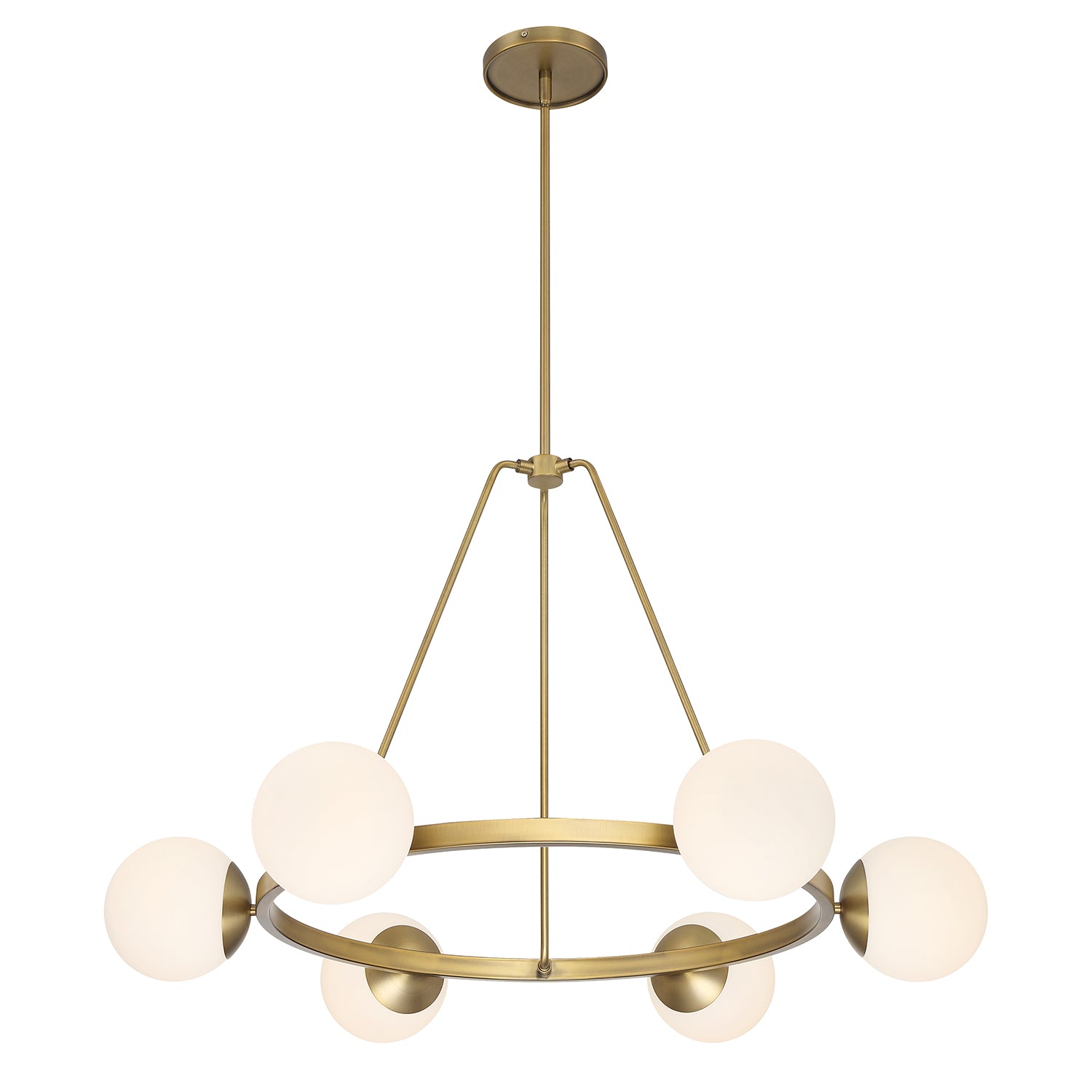 Castell 6 Globe Round LED Chandelier, Aged Brass