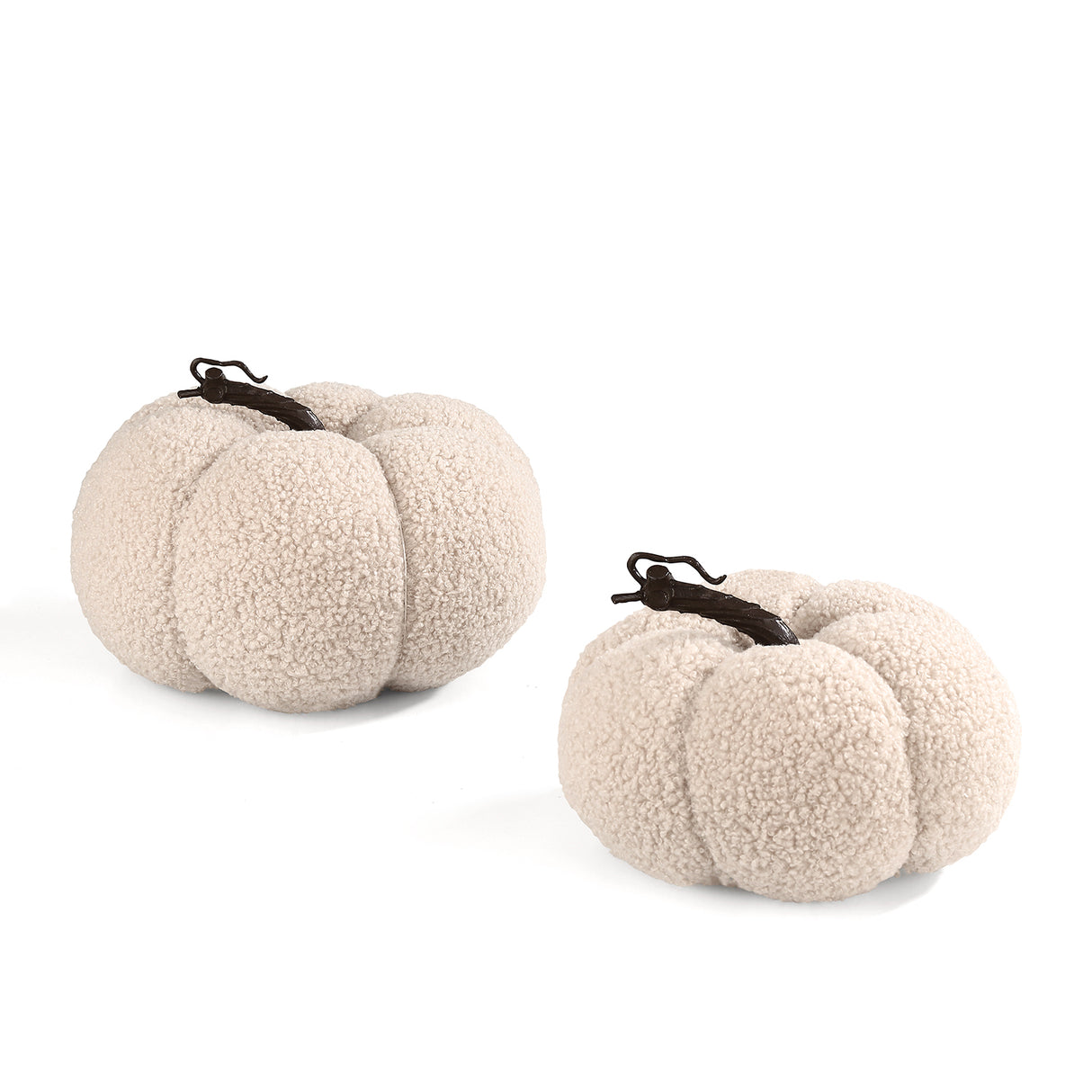 Rowan Plush Sherpa Pumpkins, Sand, Set of 2