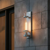Glenn Outdoor Wall Light, Brushed Aluminum for Modern home with Gray Stone