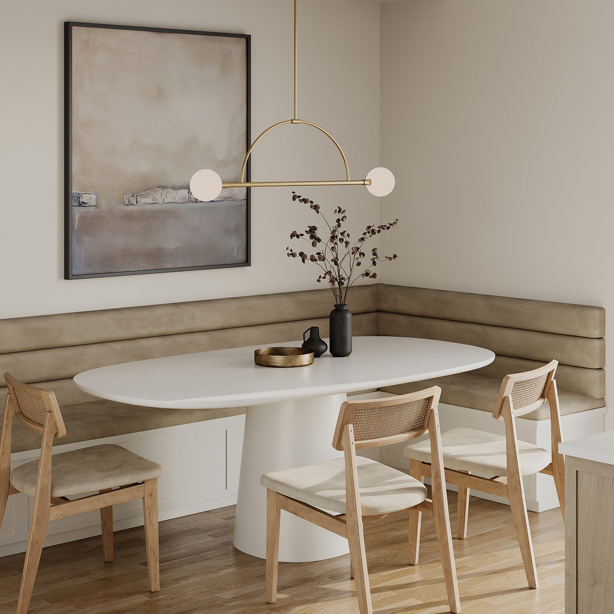 Open Box Milo 2 Globe Linear Arc LED Pendant 39", Aged Brass