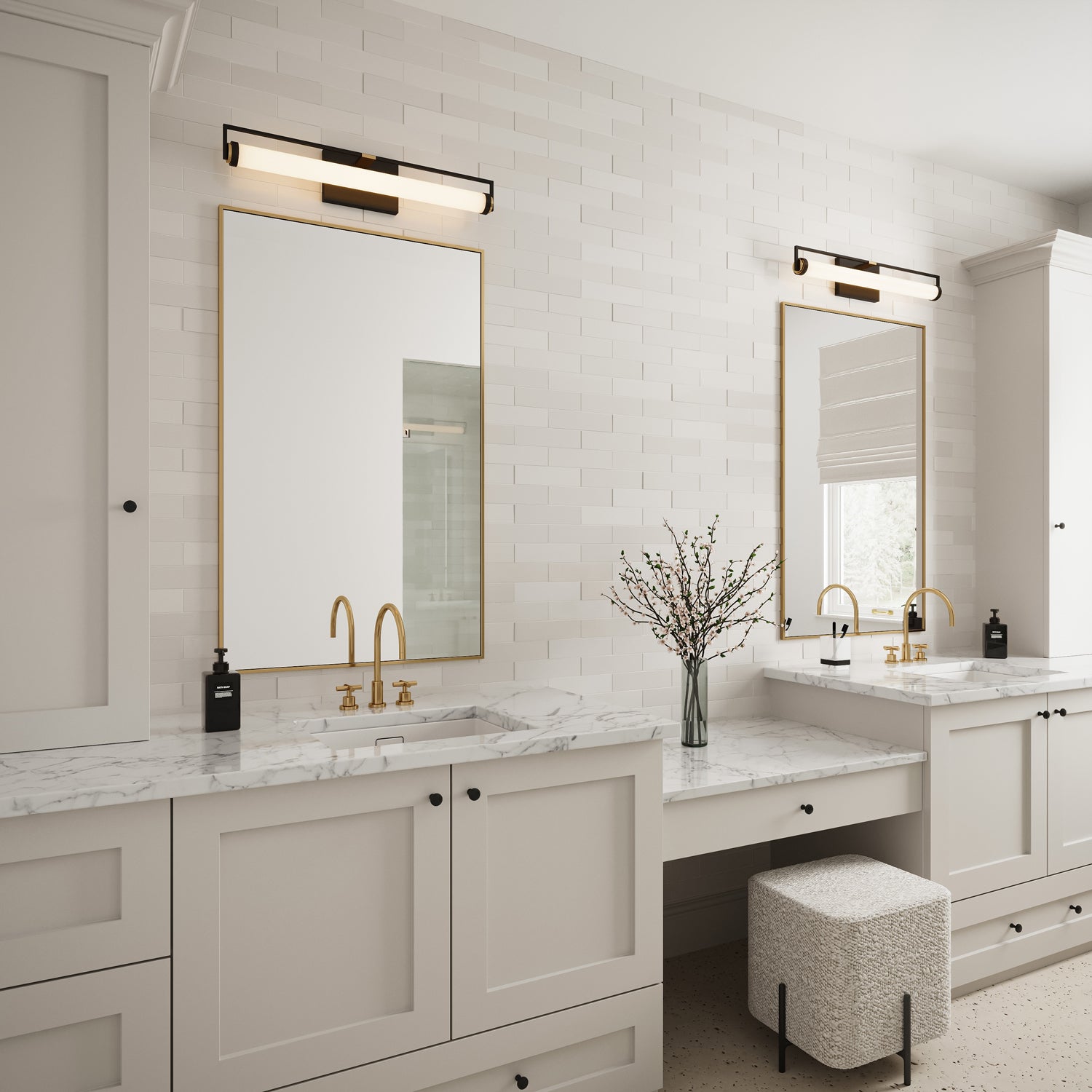 Ian LED Vanity Light, Matte Black and Aged Brass – Lights.com