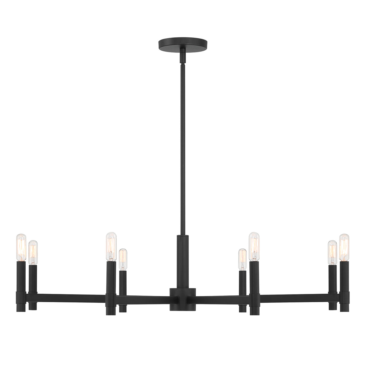 Carson 8 Light 36" Modern Chandelier, Matte Black, front view