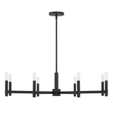 Carson 8 Light 36" Modern Chandelier, Matte Black, front view with bulbs off