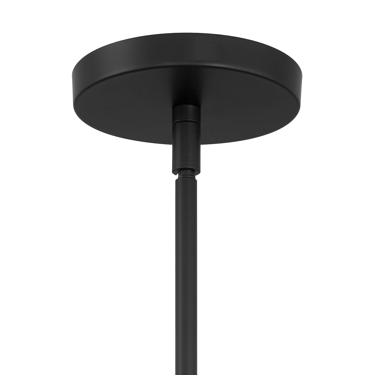 Carson 8 Light 36" Modern Chandelier, Matte Black, detail view of round canopy