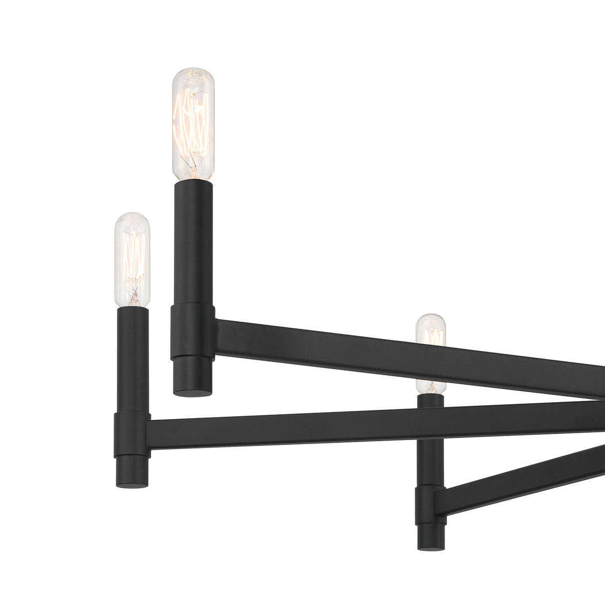 Carson 8 Light 36" Modern Chandelier, Matte Black, close-up detail of arms