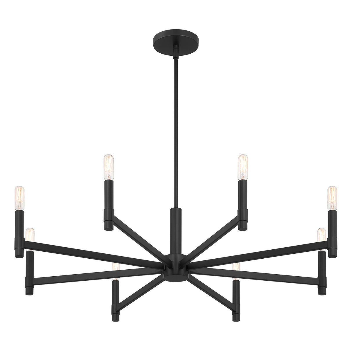 Carson 8 Light 36" Modern Chandelier, Matte Black, from below