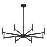 Carson 8 Light 36" Modern Chandelier, Matte Black, from below