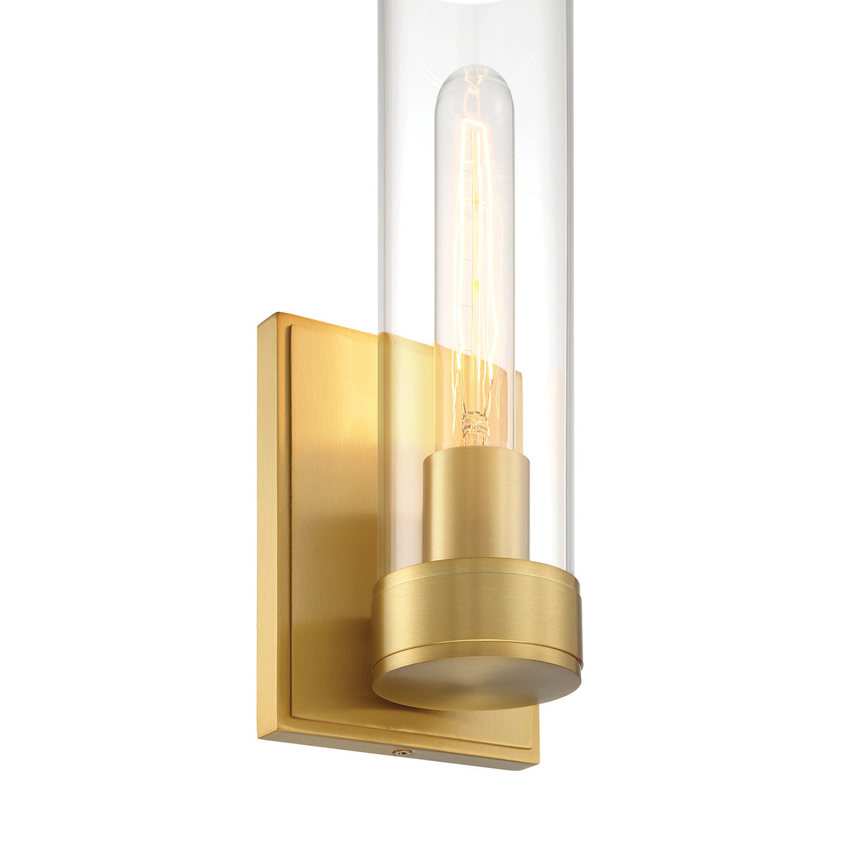 Sutton 1 Light Wall Sconce, Satin Brass