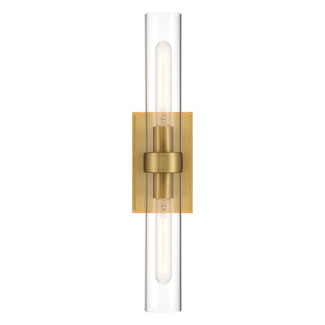 Sutton 2 Light Wall Sconce, Satin Brass