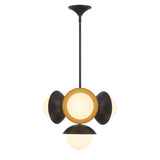 Mira 4 Globe LED Pendant, Matte Black and Satin Brass