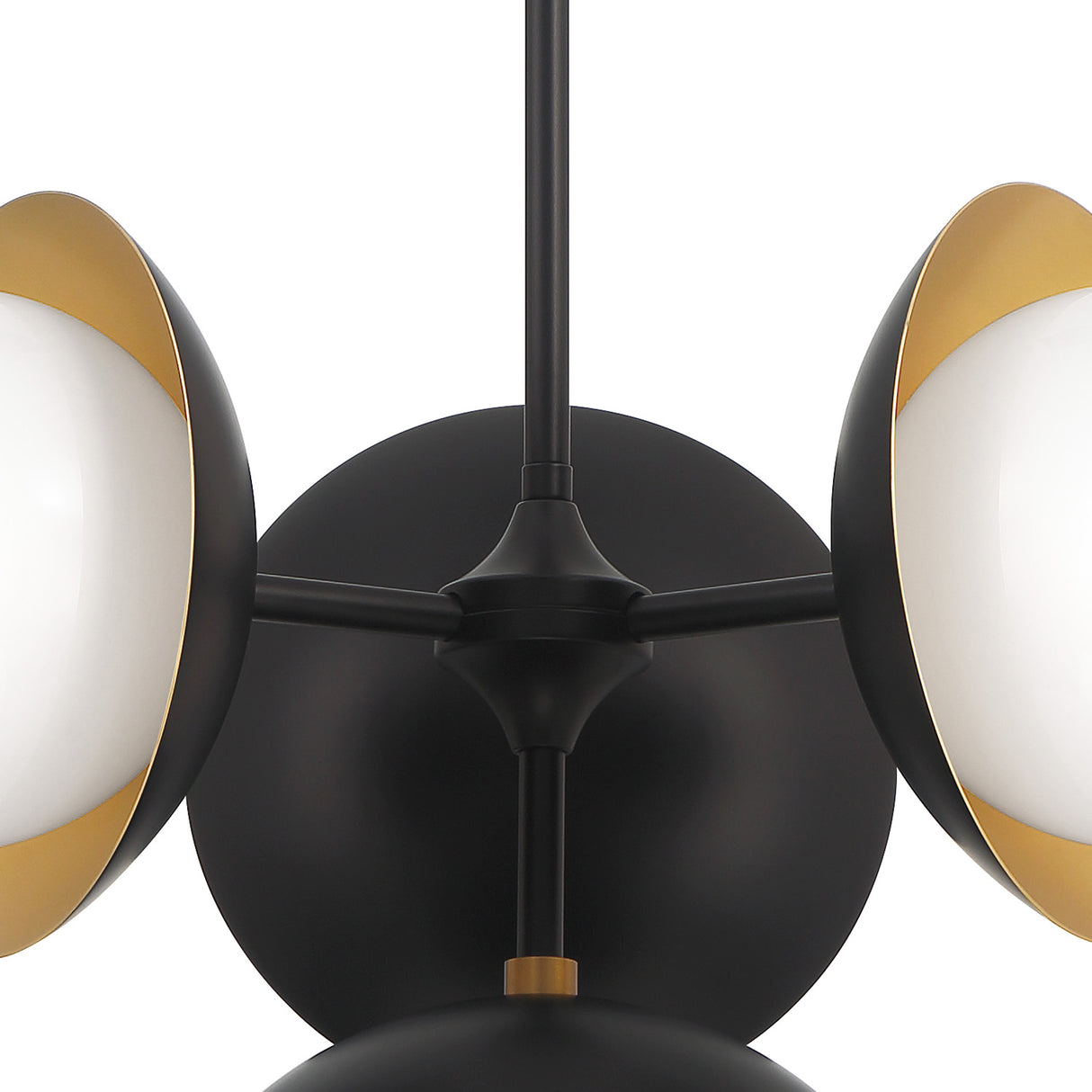 Mira 4 Globe LED Pendant, Matte Black and Satin Brass