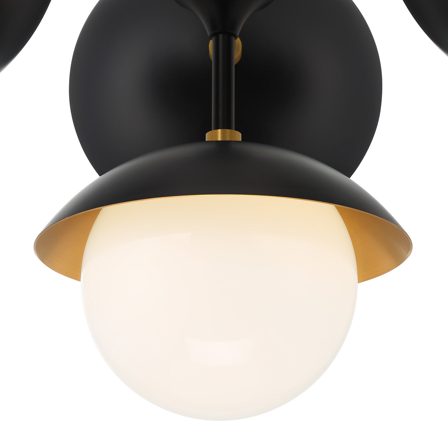Mira 4-Globe LED Pendant, Matte Black and Satin Brass