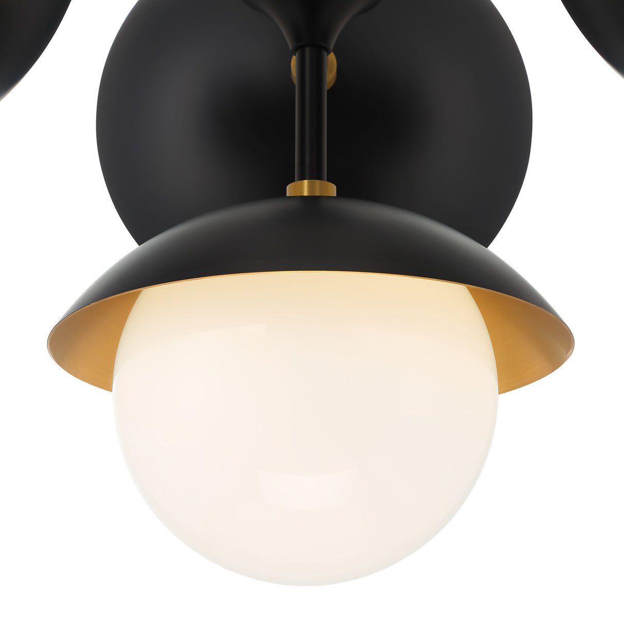 Mira 4 Globe LED Pendant, Matte Black and Satin Brass