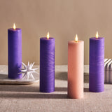 Advent Infinity Wick 7" Distressed Slim Pillar Candles, Set of 4