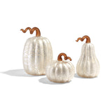 White LED Pumpkins with Mercury Glass Finish, Set of 3