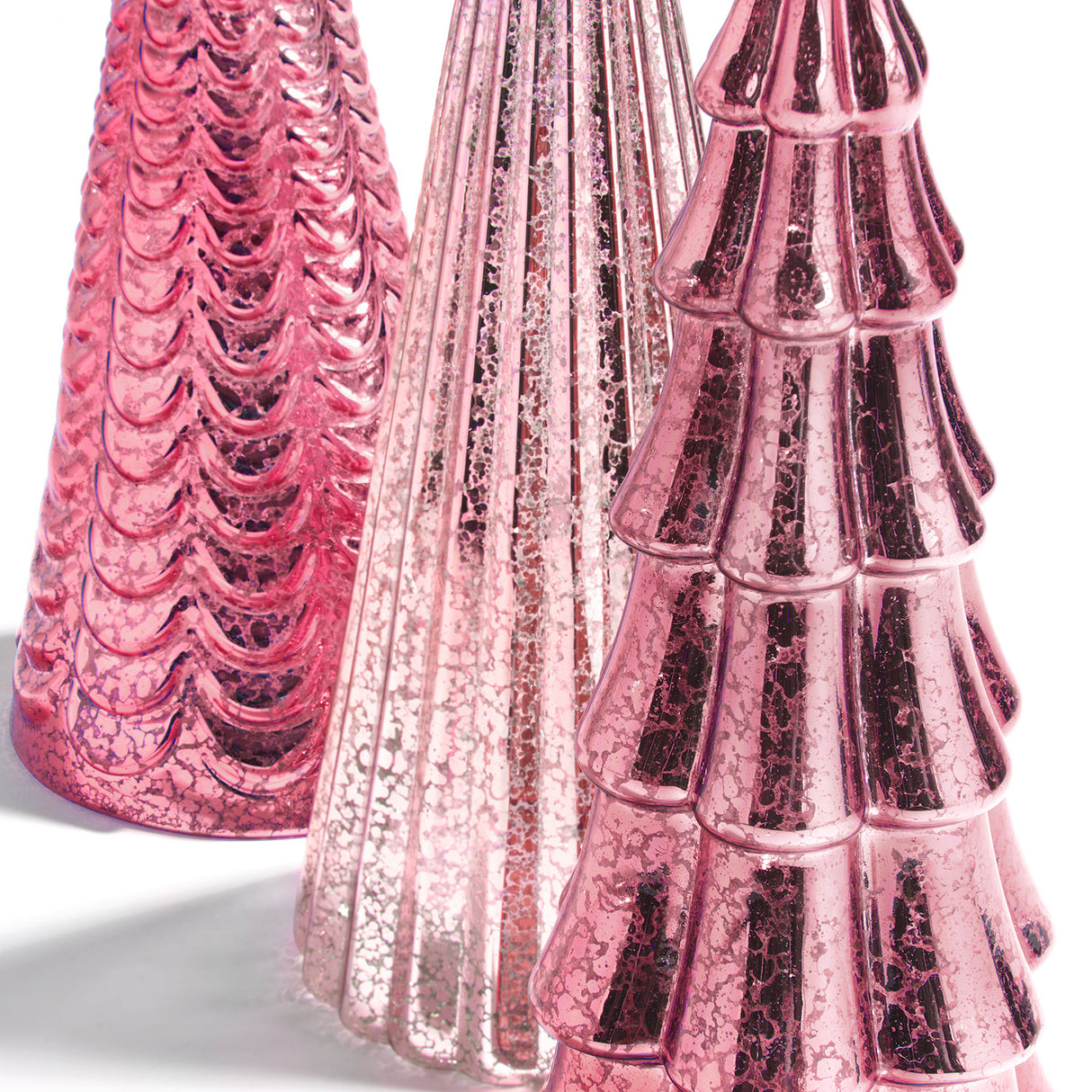 Juniper Glass Trees, Pink, Set of 3
