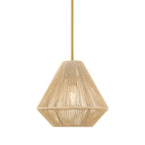 Farrah Small Jute Pendant, Natural and Aged Brass