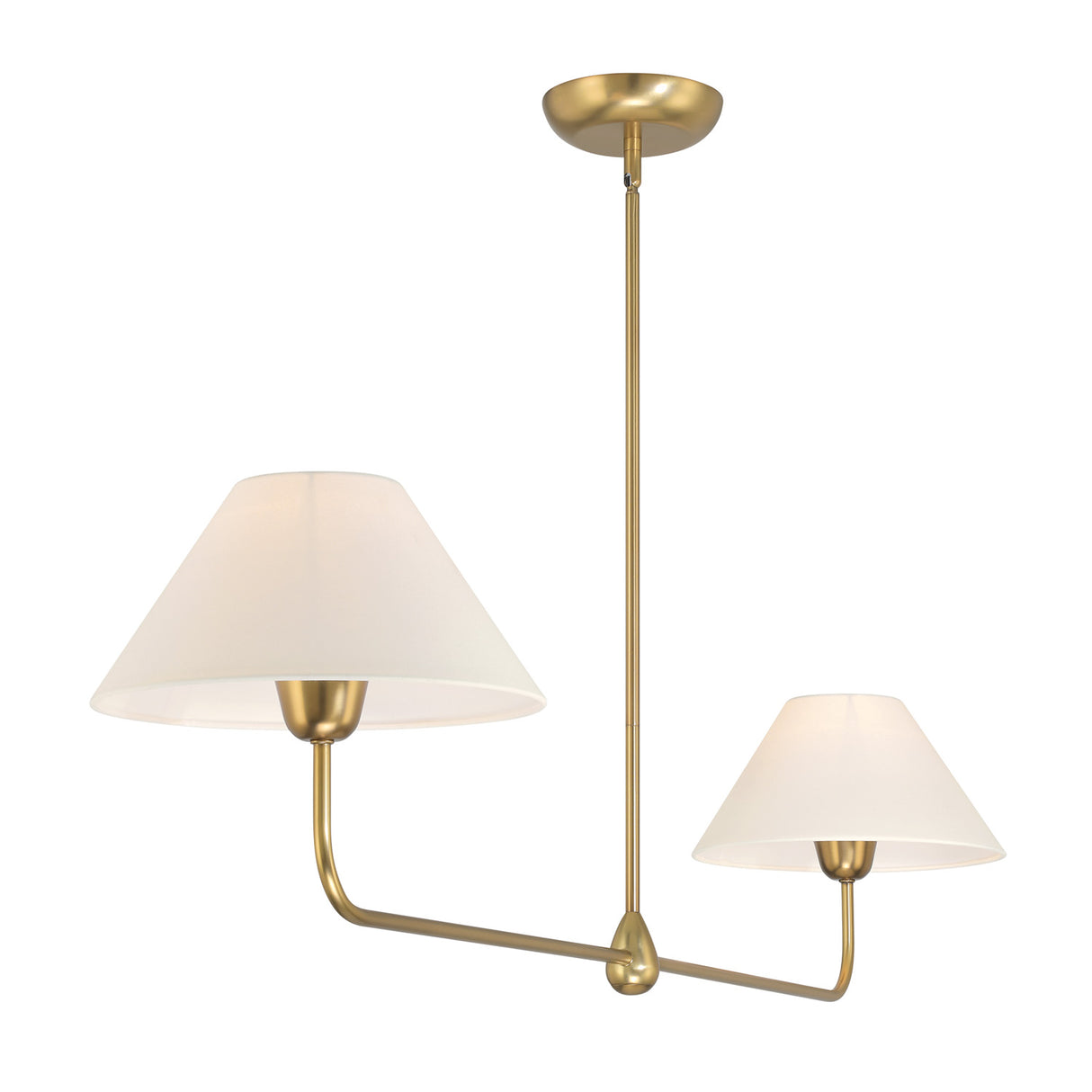 Holden 2 Shade Linear Pendant, Aged Brass