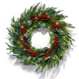 Winterberry and Greenery Wreath with 100 LEDs