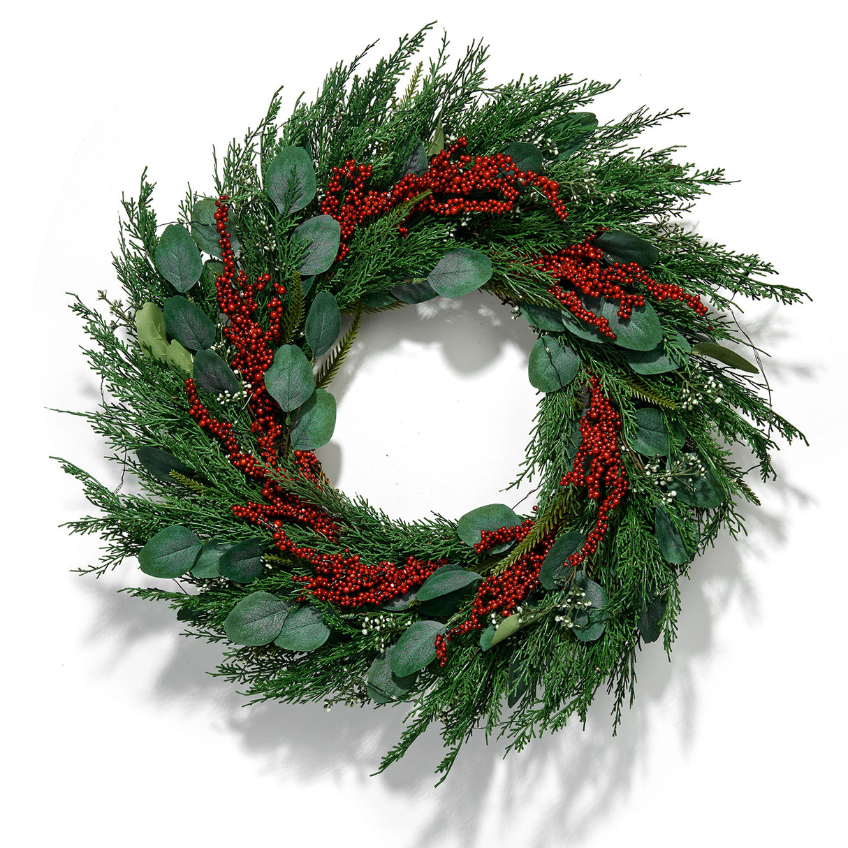 Winterberry and Greenery Wreath with 100 LEDs