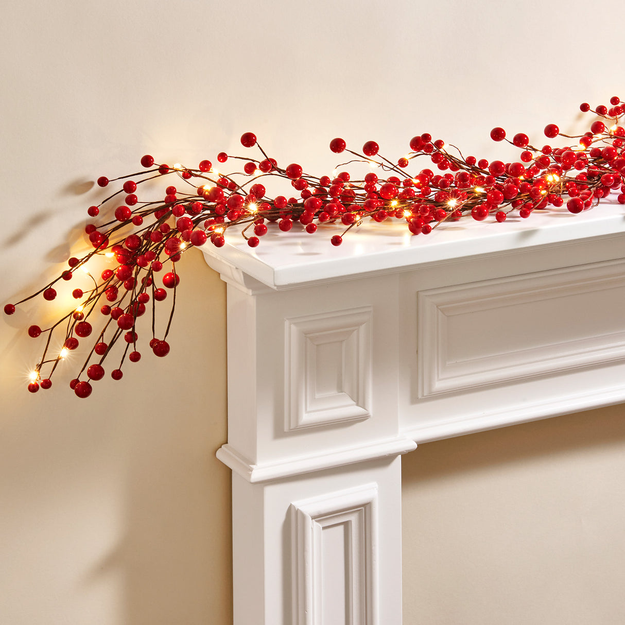 Royale Red Berry Garland with 100 LEDs