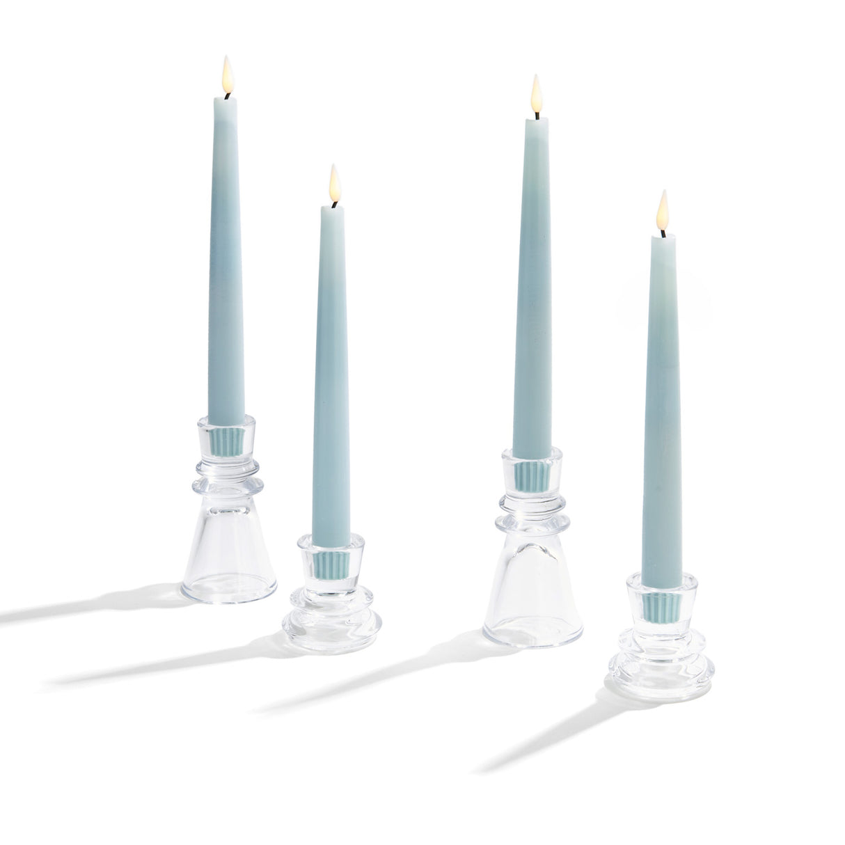 Millie Glass Taper Candle Holders, Set of 4, Clear