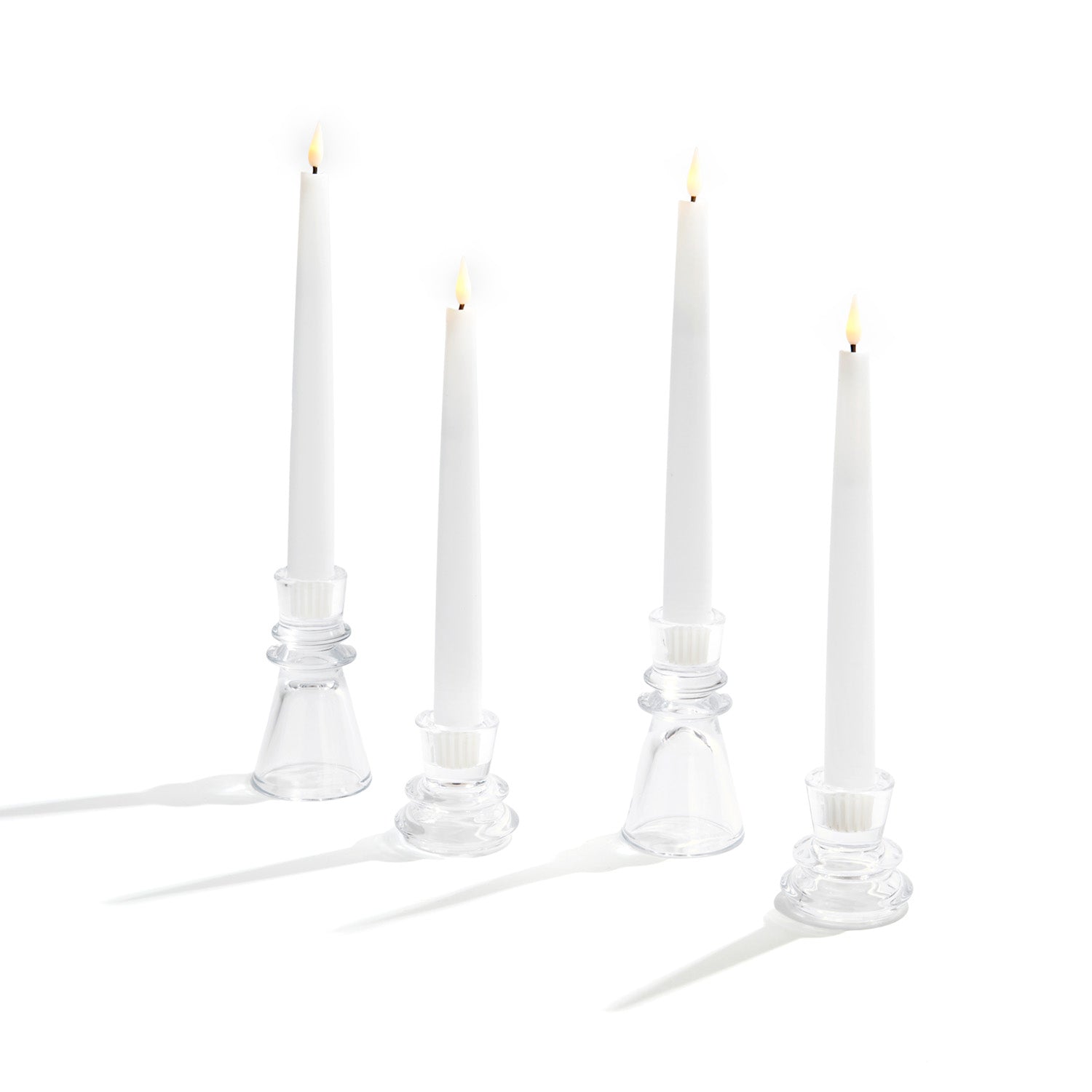 Millie Glass Taper Candle Holders, Set of 4, Clear