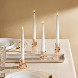 Millie Glass Taper Candle Holders, Set of 4, Blush