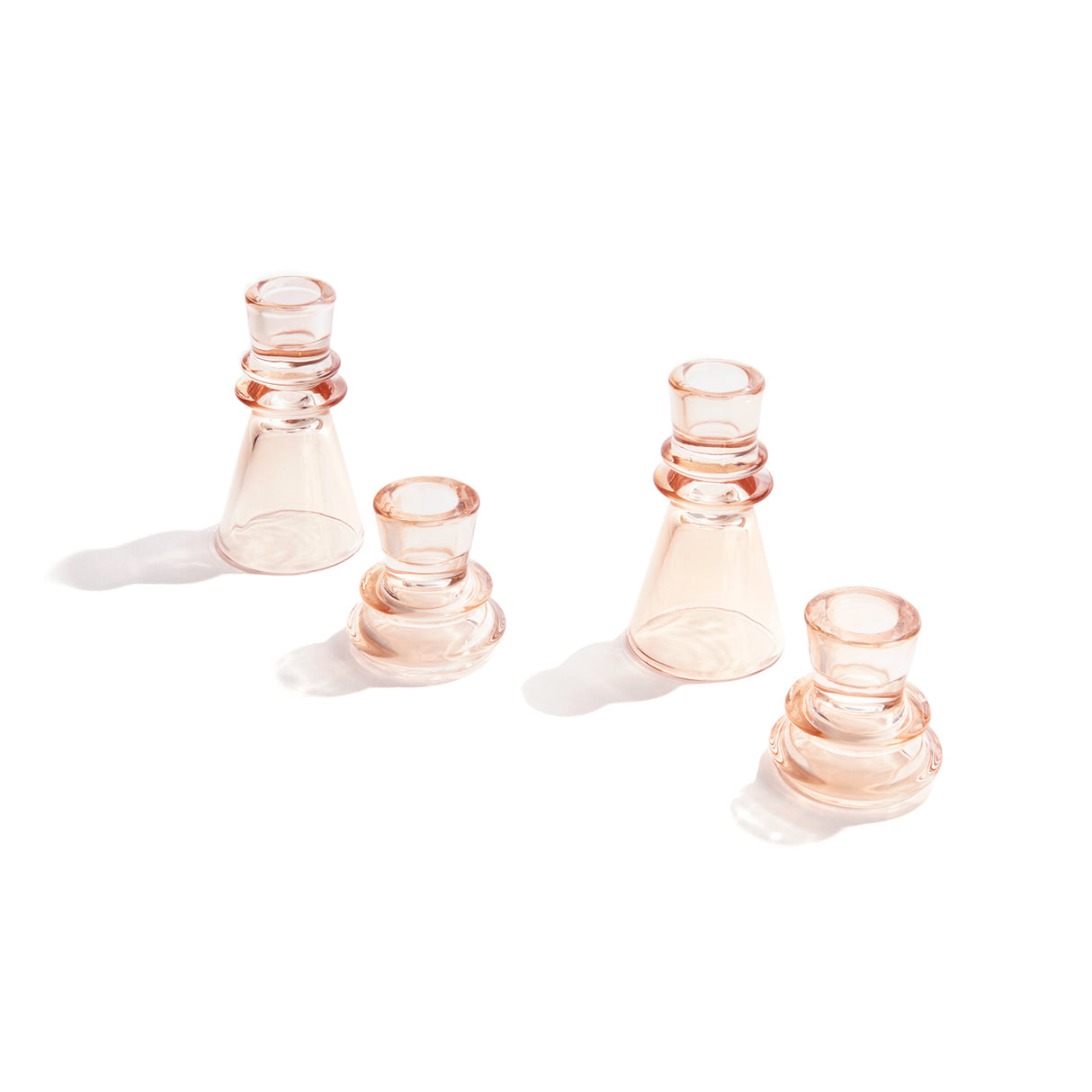 Millie Glass Taper Candle Holders, Set of 4, Blush