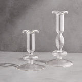 Lily Glass Candle Holders, Clear, Set of 2